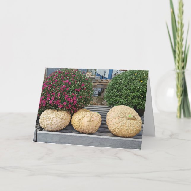 Tarjeta Calabazas y Mamáes Bendiciones de otoño (Anverso)