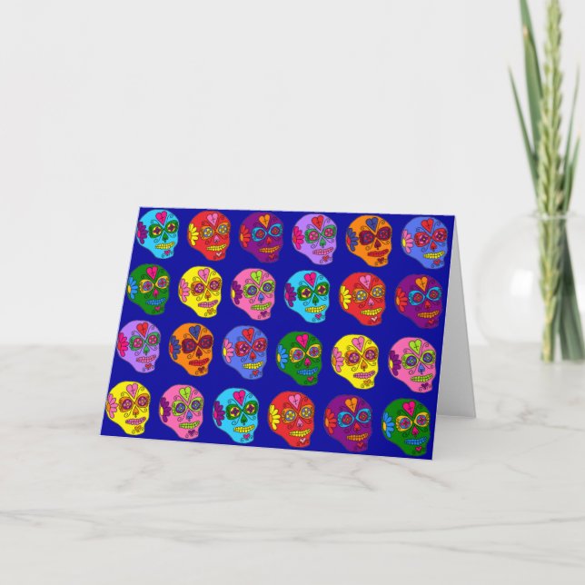 Tarjeta Calavera Azucarada de Lucha Libre (Anverso)