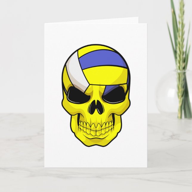 Tarjeta Calavera como jugador de voleibol con voleibol (Anverso)