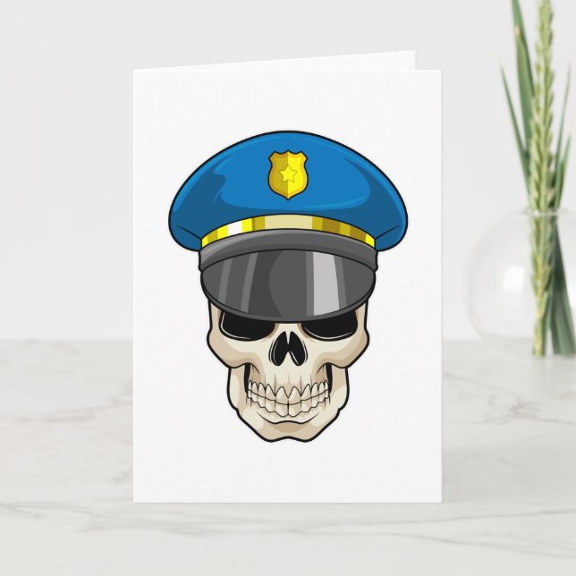 Tarjeta Calavera como oficial de policía con sombrero de p (Anverso)