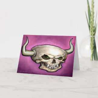 Tarjeta Calavera con cuernos y fangos