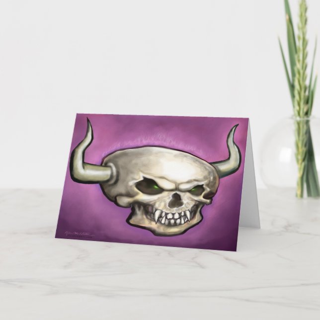 Tarjeta Calavera con cuernos y fangos (Anverso)