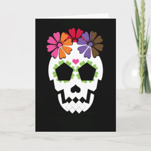 Tarjeta Calavera con flores