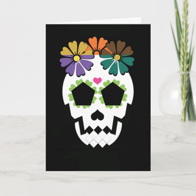 Tarjeta Calavera con flores (Anverso)