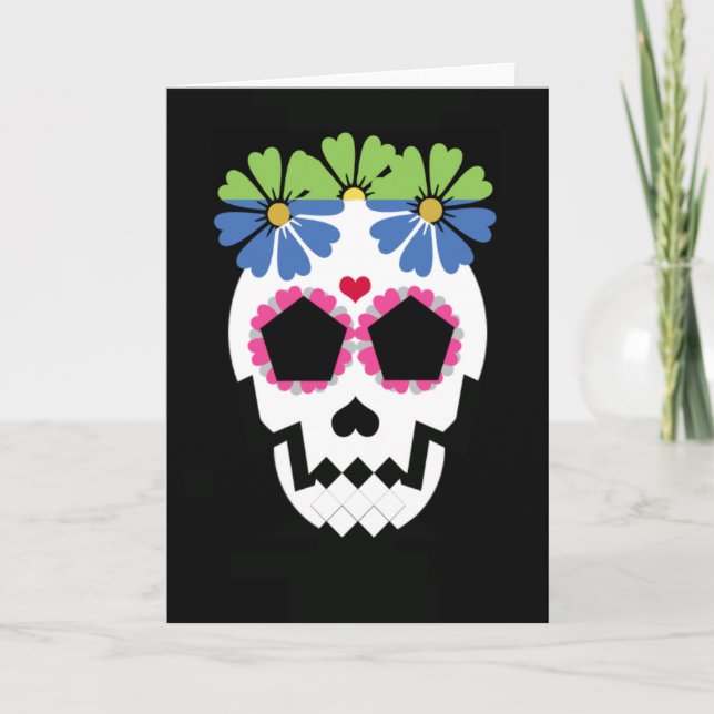 Tarjeta Calavera con flores (Anverso)