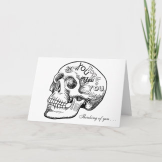 Tarjeta Calavera con pensamientos de ti