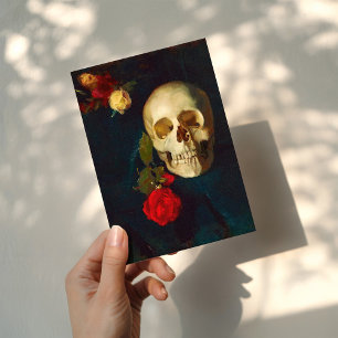 Tarjeta Calavera con rosas   Carl Schuch