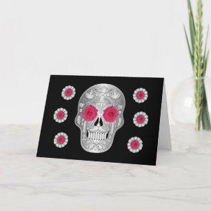 Tarjeta Calavera cromada (rosa rosada)