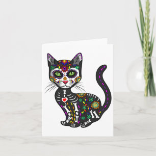 Tarjeta Calavera De Azúcar Cato Mexicano Halloween Día Del
