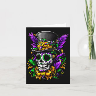 Tarjeta Calavera de azúcar colorida con sombrero de copa a