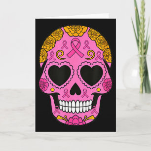 Tarjeta Calavera de azúcar de conciencia del cáncer de sen