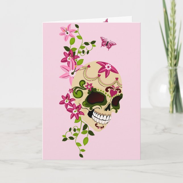 Tarjeta Calavera de azúcar [Día de Muertos] (Anverso)