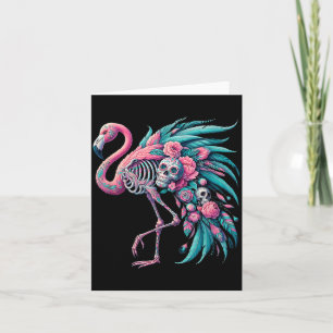 Tarjeta Calavera de azúcar femenina Flamingo mexicano Día