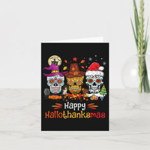 Tarjeta Calavera de azúcar Hallothanksmas Halloween Día de
