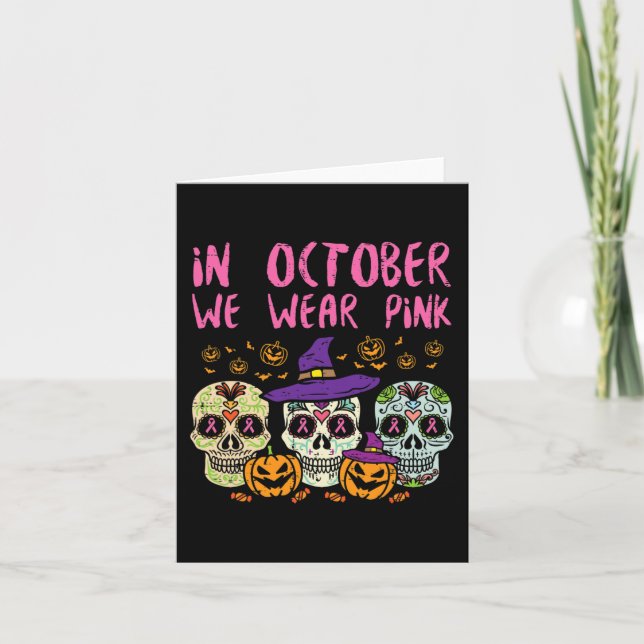 Tarjeta Calavera de azúcar octubre rosa Conciencia del cán (Anverso)