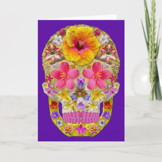 Tarjeta Calavera de flores 4 - Tropical (Anverso)