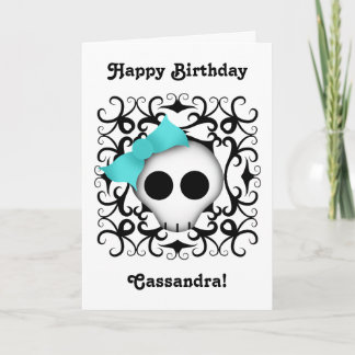 Tarjeta Calavera de Gótico suave con arco azul