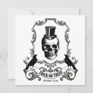 Tarjeta Calavera de Halloween de época moderna