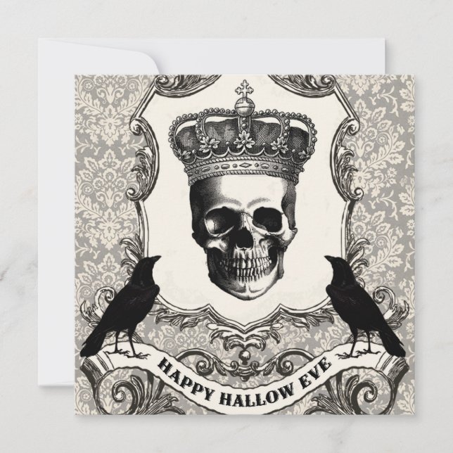 Tarjeta Calavera de Halloween de época moderna (Anverso)