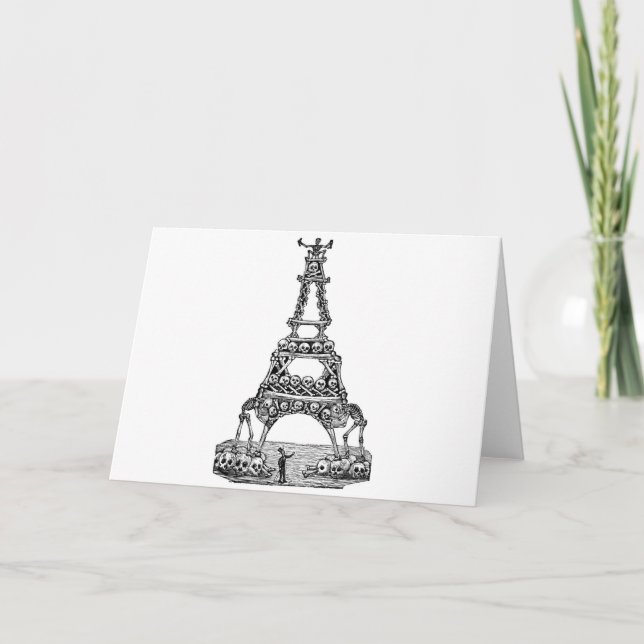 Tarjeta Calavera de la torre Eiffel C. último 1800's (Anverso)
