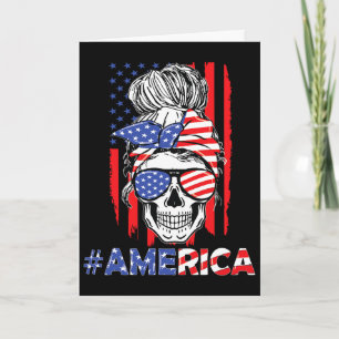 Tarjeta Calavera de Moño Despeinado de Merica 4 de Julio B