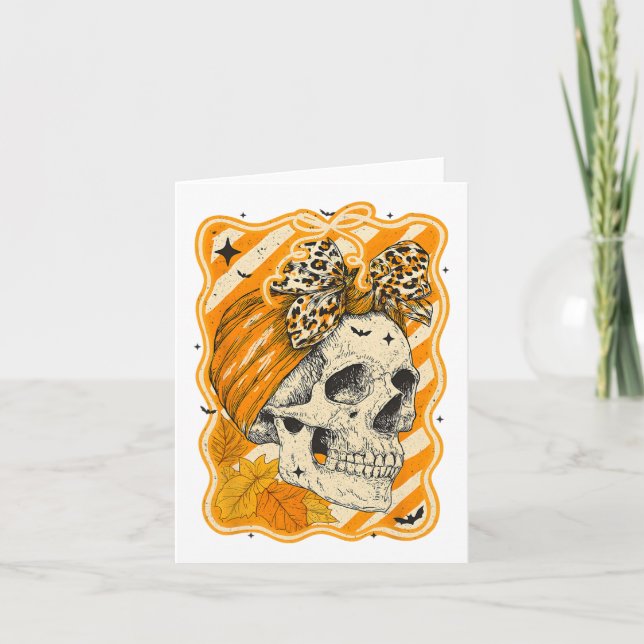 Tarjeta Calavera de otoño de Hugvyn Arco de otoño de Hallo (Anverso)
