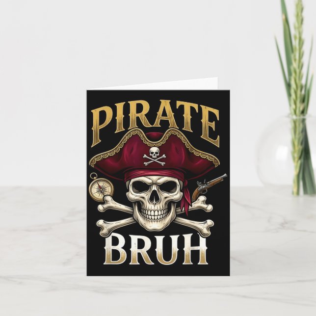 Tarjeta Calavera de pirata Bruh crossbones Halloween para  (Anverso)