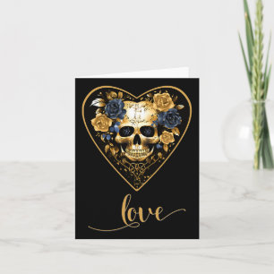 Tarjeta Calavera de rosas de amor para hombres de roca del
