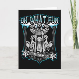 Tarjeta Calavera de Santa de Motocicleta de Navidad Oh Qué