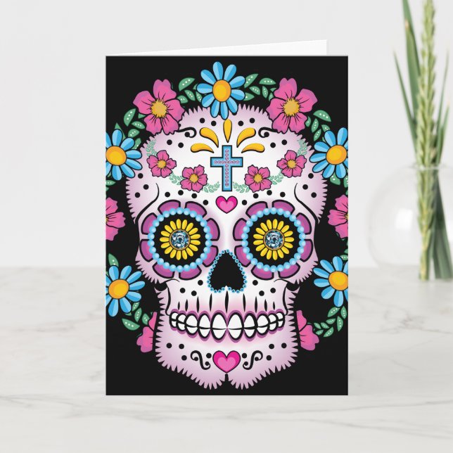 Tarjeta Calavera del Día de los Muertos (Anverso)