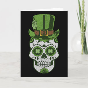 Tarjeta Calavera Día de San Patricio Afortunado Trébol Vin