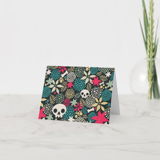 Tarjeta Calavera en flores (Anverso)