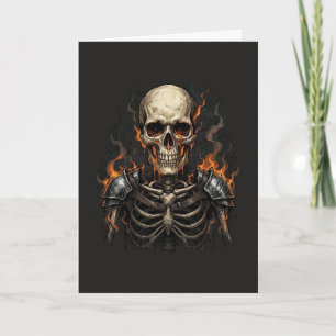 Tarjeta Calavera espeluznante de Halloween Esqueleto Fuego