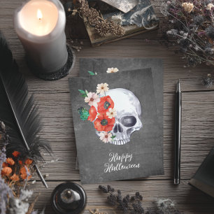 Tarjeta Calavera Floral Halloween