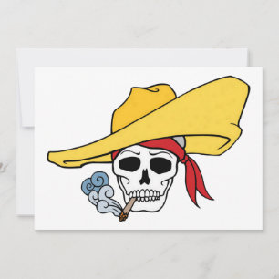 Tarjeta Calavera fumadora de Halloween con bandana de dibu