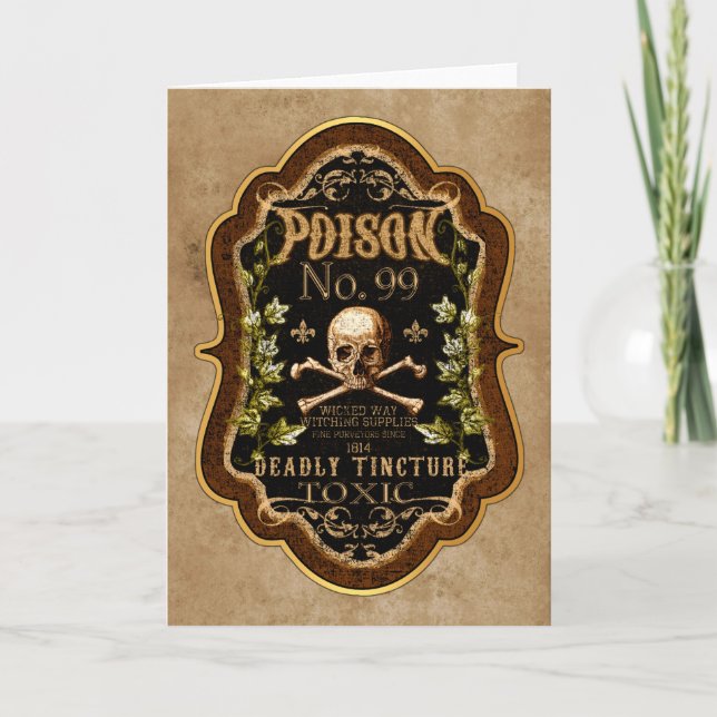 Tarjeta Calavera gótica de Halloween y Poción de bruja de  (Anverso)