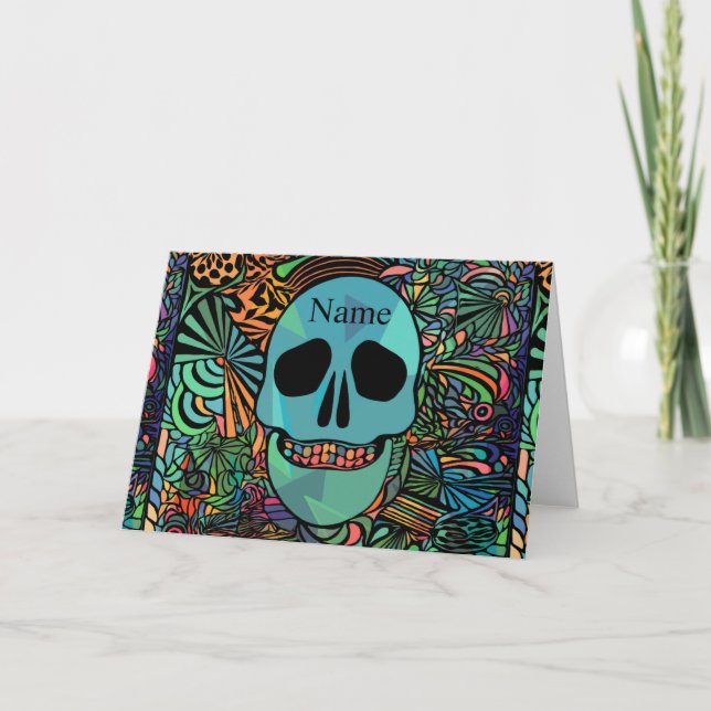 Tarjeta Calavera Hippie de Halloween Thunder_Cove (Anverso)