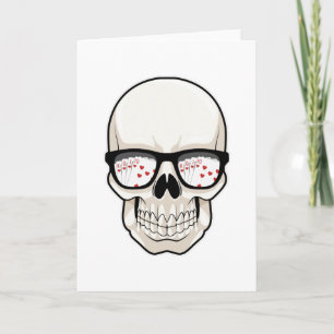 Tarjeta Calavera jugando póquer con gafas de sol
