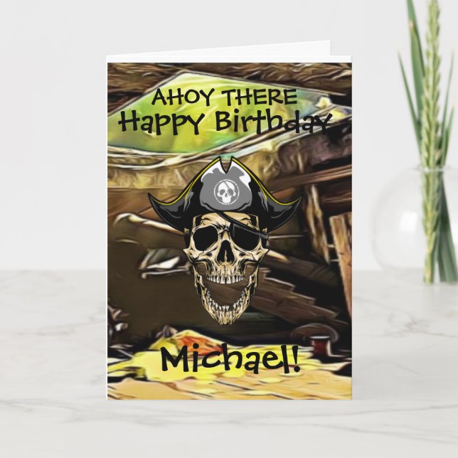 Tarjeta Calavera Pirata  Cañón de barco Carta (Anverso)