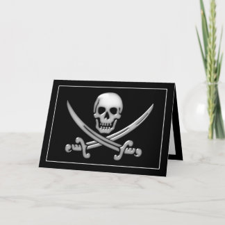 Tarjeta Calavera pirata y espadas cruzadas (TLAPD)