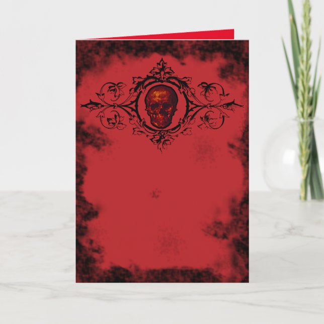 Tarjeta Calavera roja gótica (Anverso)