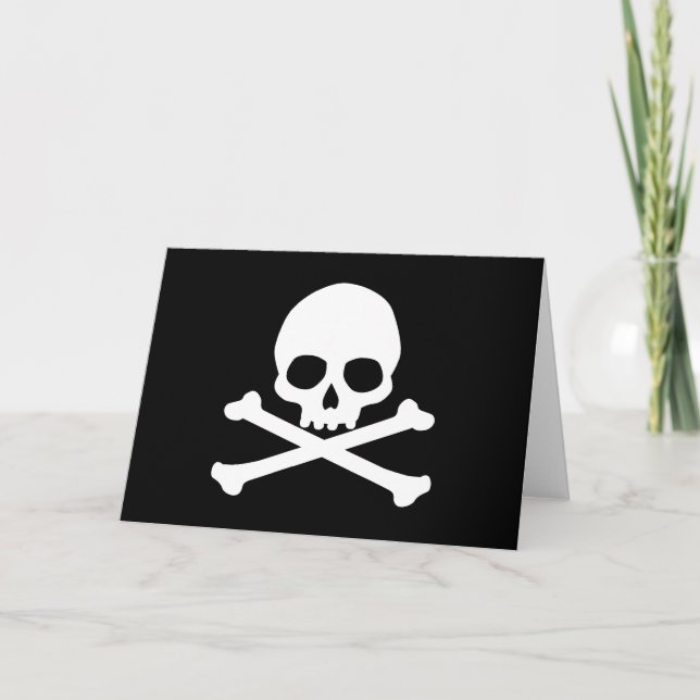 Tarjeta Calavera simple y huesos cruzados (Anverso)