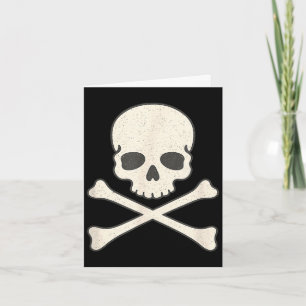 Tarjeta Calavera vintage y pirata de Halloween de huesos c