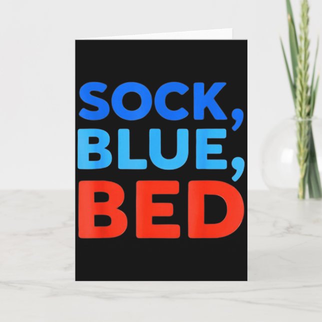 Tarjeta Calcetín Azul Cama Meme Divertido  (Anverso)