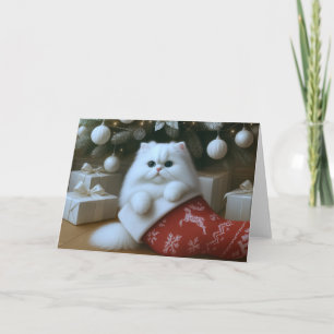 Tarjeta Calcetín de Navidad de Gato Persa