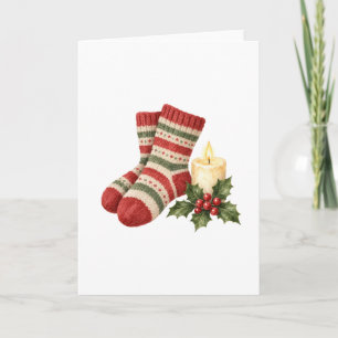 Tarjeta Calcetines de lana y vela