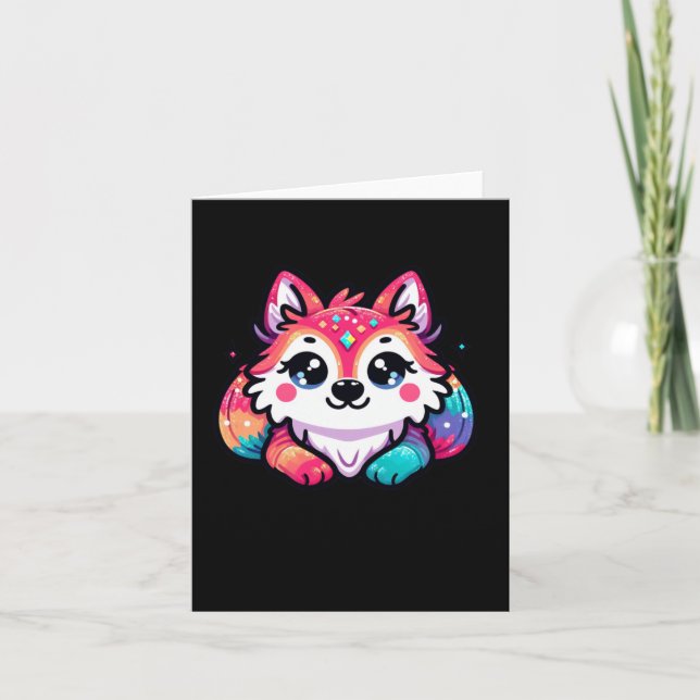 Tarjeta Calcomanía de lobo lindo1  (Anverso)