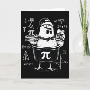 Tarjeta Calculadora divertida de pollo sosteniendo una oll
