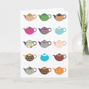 Tarjeta Calderas de té multicoloras