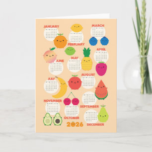Tarjeta Calendario 2026 De 5 A Day Fruits De Kawaii